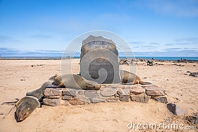 Monument for Pieter Stephanus Gouws, Cape Cross, Namibia. Editorial Stock Photo