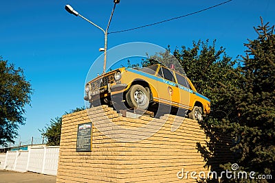 Monument - Russian police retro car Editorial Stock Photo