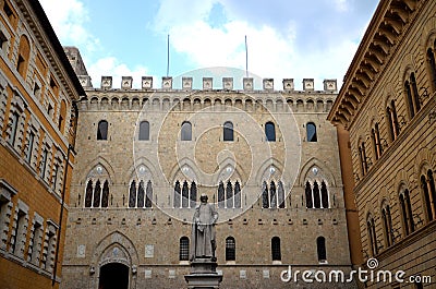 The monument of Sallustio Bandini on Square Salimbeni in Siena, Italy Stock Photo