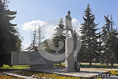 Monument Semyon Dezhnev in the city of Veliky Ustyug in Vologda region Editorial Stock Photo