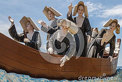 Monument of Sisters of Saint Paul of Chartres in Dumaguete, Negros Oriental, Philippines Editorial Stock Photo