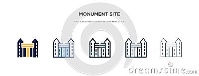 Monument site icon in different style vector illustration. two colored and black monument site vector icons designed in filled, Vector Illustration
