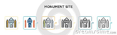 Monument site vector icon in 6 different modern styles. Black, two colored monument site icons designed in filled, outline, line Vector Illustration