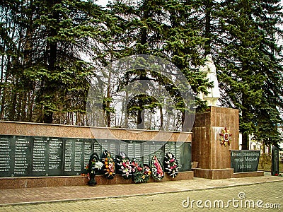 The monument since the Soviet Union died in world war 2 Russian soldiers in the town of Medyn, Kaluga region in Russia. Editorial Stock Photo