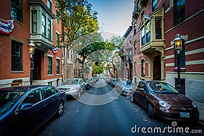 Monument Street, in Bunker Hill, Charlestown, Boston, Massachusetts. Editorial Stock Photo