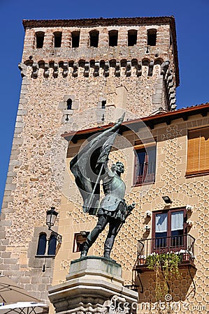 Monument at the streets of Segovia Stock Photo