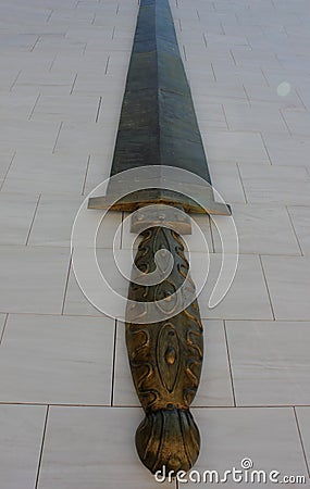 The monument of the sword Spathi in Komotini, Evros Thraki Editorial Stock Photo