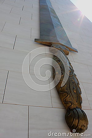 The monument of the sword Spathi in Komotini, Evros Thraki Editorial Stock Photo