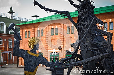 Monument - Taming of the flea Editorial Stock Photo