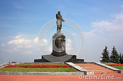 Monument to airman Valery Chkalov in Nizhny Novgorod Stock Photo