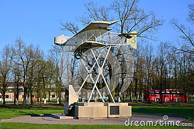 Monument to the Airplane Farman. Gatchina, St. Petersburg, Russia Editorial Stock Photo