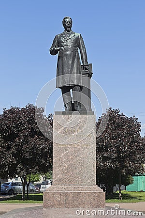 Monument to Alexander Stepanovich Popov in the park on Kamennoostrovsky Avenue in St. Petersburg Editorial Stock Photo