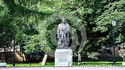 Monument to Anton Pavlovich Chekhov in the Chekhov city, Moscow region Editorial Stock Photo