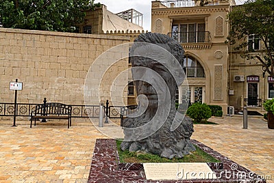 Monument to Azerbaijani poet Aliaga Vakhid. Baku Editorial Stock Photo