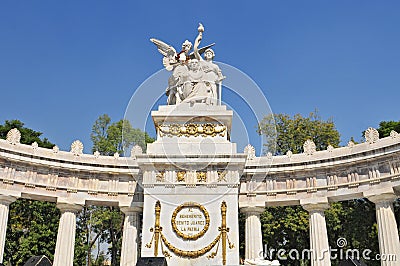 Monument to Benito Juarez, neoclassical monument made of marble to Benito Juarez, Mexico`s first indigenous president. Located in Editorial Stock Photo
