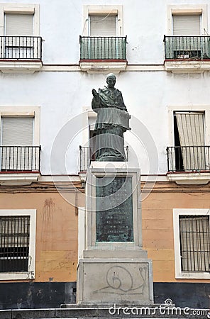 Monument to Bishop Domingo de Silas in the ancient sea pride of Cadiz. Stock Photo