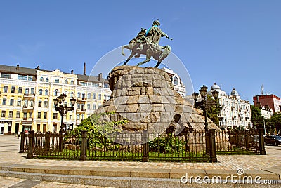 The monument to Bogdan Khmelnitsky on horseback Editorial Stock Photo