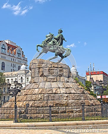 Monument to Bogdan Khmelnitsky 1888, side view. KIEV, UKRAINE Stock Photo