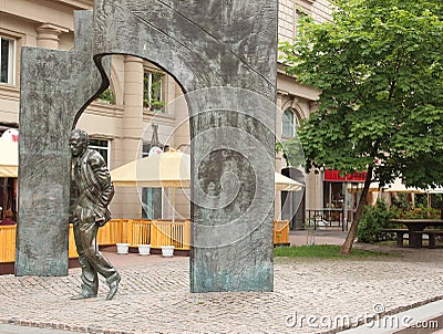 Monument to Bulat Okudzhava on the Arbat Editorial Stock Photo