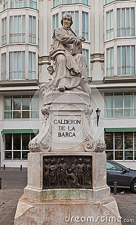 Monument to Calderon de la Barca (1878). Madrin, Spain Stock Photo