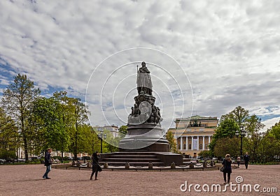 The Monument to Catherine the Great in St. Petersburg, Russia Editorial Stock Photo