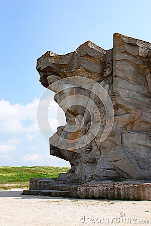 Monument to defenders of Adzhimushkay quarry established on the site of catacombs Editorial Stock Photo