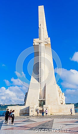 Monument to the Discoverers on the quay side of the River Tagus. Portugal, Lisbon Editorial Stock Photo