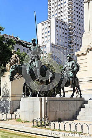 Monument to Don Quixote and Sancho Panza in Madrid Editorial Stock Photo