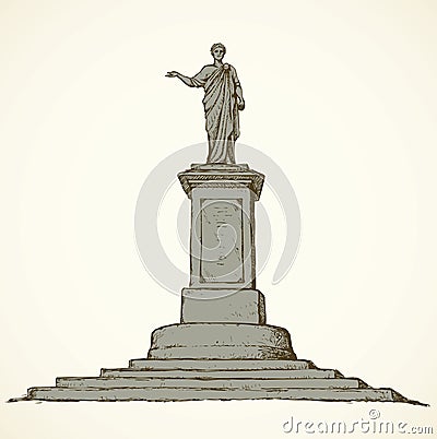 Monument to Duke de Richelieu. Odessa, Ukraine. Vector sketch Vector Illustration