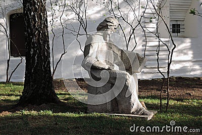 Monument to Andrey Rublev in Novospassky monastery in Moscow. Editorial Stock Photo