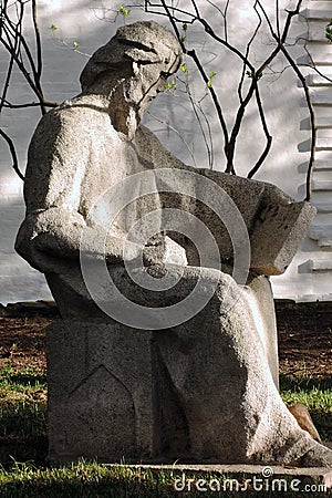 Monument to Andrey Rublev in Novospassky monastery in Moscow. Editorial Stock Photo