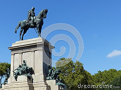 Monument to Giuseppe Garibaldi hero of the Roman Republic to the Gianicolo to Rome in Italy. Editorial Stock Photo