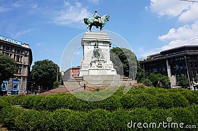 Monument to Giuseppe Garibaldi in Milan. Editorial Stock Photo