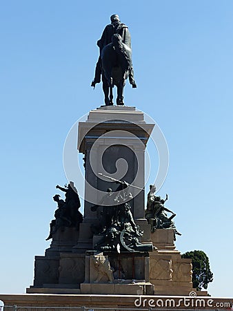 Monument to Giuseppe Garibaldi seen from behind to the Gianicolo to Rome in Italy. Editorial Stock Photo