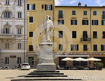 Monument to Giuseppe Garibaldi by Urbano Lucchesi in Lily Square in Lucca, Italy. Editorial Stock Photo
