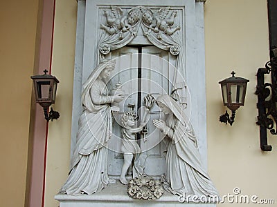 Monument to the graveyard with angels Stock Photo