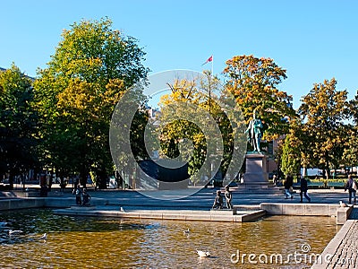 The monument to Henrik Wergeland in Eidsvolls Square, Oslo, Norway Editorial Stock Photo