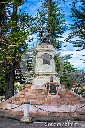 Monument to the hero Abdon Calderon in Cuenca, Ecuador Stock Photo