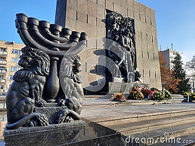 Monument to the Heroes of the Warsaw Ghetto Editorial Stock Photo