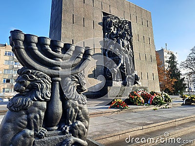 Monument to the Heroes of the Warsaw Ghetto Editorial Stock Photo