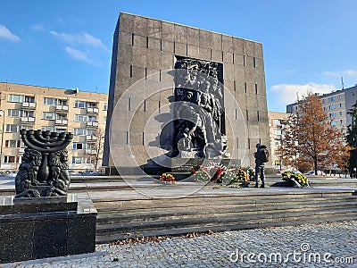 Monument to the Heroes of the Warsaw Ghetto Editorial Stock Photo