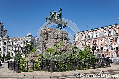 Monument to Hetman Bogdan Khmelnitsky on on Sofievskaya square, Kiev Stock Photo