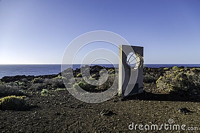 Monument to the historic zero meridian of El Hierro, Canary Island Spain Editorial Stock Photo