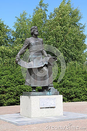 Monument to the historical personality Semyon Remezov in the Russian city of Tobolsk in Siberia Editorial Stock Photo