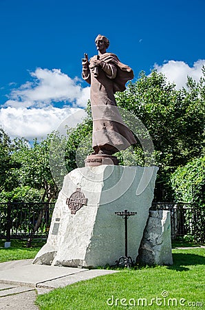 Monument to John Chrysostom in the Pavel Bazhov Mountain Park Editorial Stock Photo