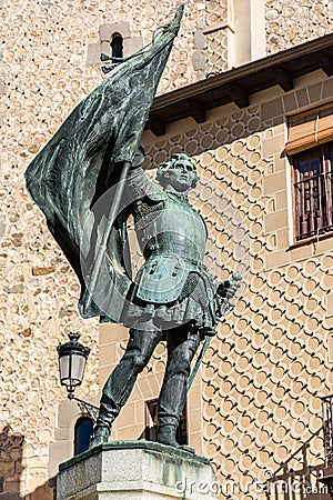 Monument to Juan Bravo, captain of the comunero and fighters for Castilla y Segovia in the 16th century Segovia, Spain Stock Photo