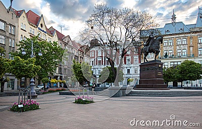 Monument to King Danylo Halytskyi in Lviv Stock Photo