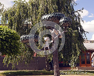 Monument to the kitten from the street Lizyukova , Voronezh, Russia Editorial Stock Photo