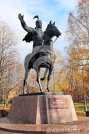 Monument to Manas. The magnanimous hero of the Kyrgyz epic. Moscow, Russia, Park of Friendship. Editorial Stock Photo