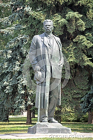 The Monument to Maxim Gorky at Moscow Park of Arts Stock Photo